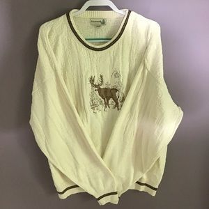 Fieldmaster Embroidered Deer White Sweater X Large